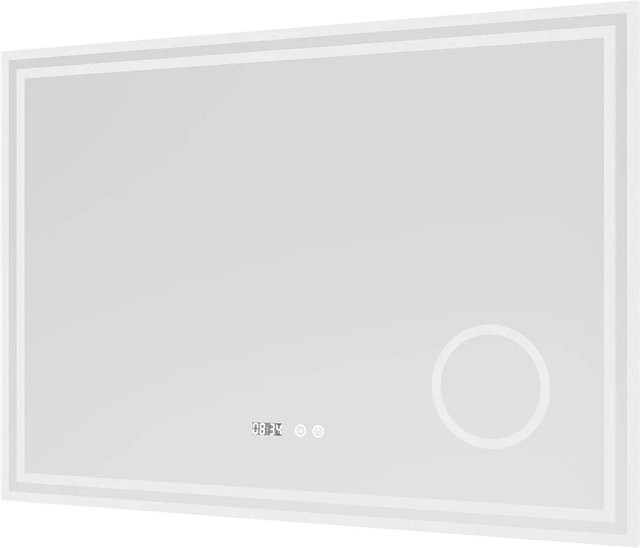 Aquabatos Badspiegel mit LED-Beleuchtung, Wandspiegel mit Antibeschlag-Funktion und 3-fach Vergrößerung, dimmbar, B: 100 cm, H: 70 cm - Bild 1