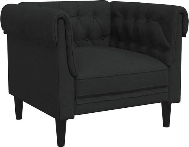 vidaXL Chesterfield-Sessel in Schwarz aus Stoff mit Massivholzrahmen - Bild 1