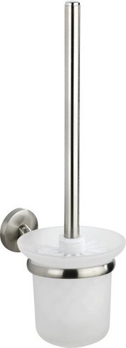 WENKO WC-Garnitur Cuba mit Bürste aus Metall in Silber, B/T/H: 15,0 x 11,5 x 35,0 cm - Bild 1