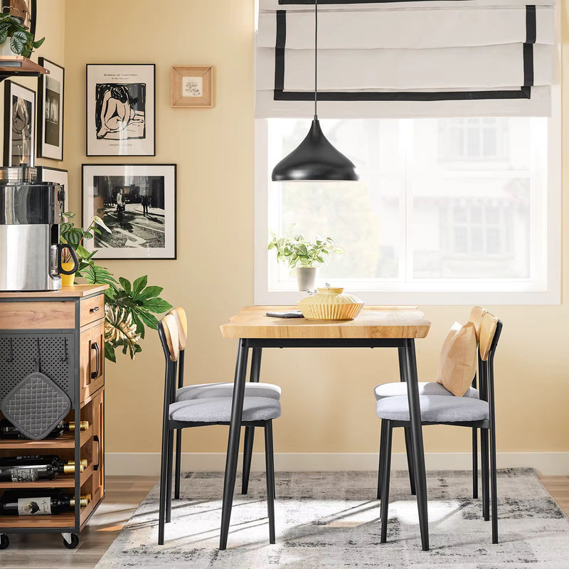 SoBuy Essgruppe 5-teilig im skandinavischen Design mit 4 Stühlen in Natur und Grau mit Stoffbezug B/T/H: 110 x 70 x 76 cm - Bild 1
