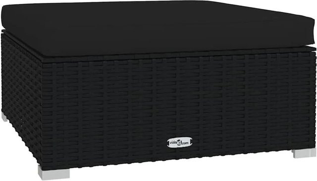 vidaXL Gartenhocker Cube aus PE-Rattan mit Kissen in Schwarz, B/T/H: 70 x 70 x 30 cm - Bild 1