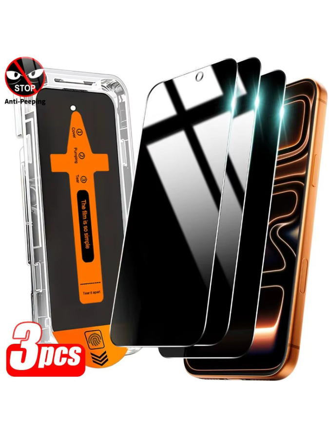 3er-Pack Sichtschutz-Displayschutzfolien aus gehärtetem Glas für Apple iPhone 17 16 15 14 13 12 Pro Max Plus Mini XR XS 11 Pro 16e Air transparent - Bild 6