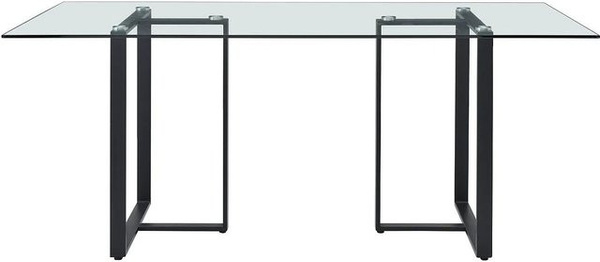Vente-unique Esstisch Nilesa aus Sicherheitsglas und Edelstahl in Transparent und Schwarz, rechteckig