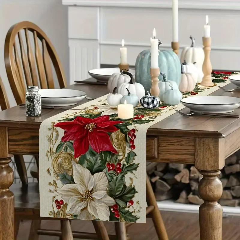 VIKAMA Weihnachts-Tischläufer mit Beeren-Design, rechteckig, mehrfarbig, maschinenwaschbar, B: 90 cm, H: 33 cm, T: 33 cm - Bild 5