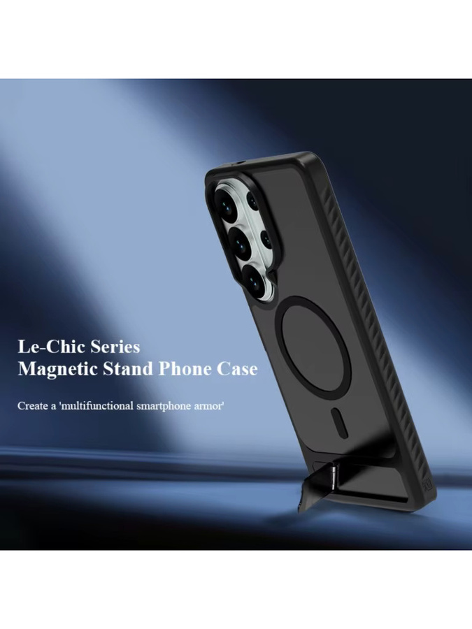 SZMUGUA MagSafe Magnetische Handyhülle mit unsichtbarem Ständer für Samsung Galaxy S26 Ultra S25 Edge FE S24+ Plus in Schwarz - Bild 7