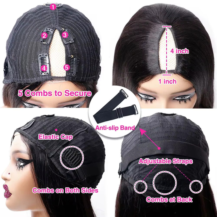 UEENLY V-Part Echthaarperücke, tiefe Locken, 200 Dichte, 30-32 Zoll, Unisex - Bild 6