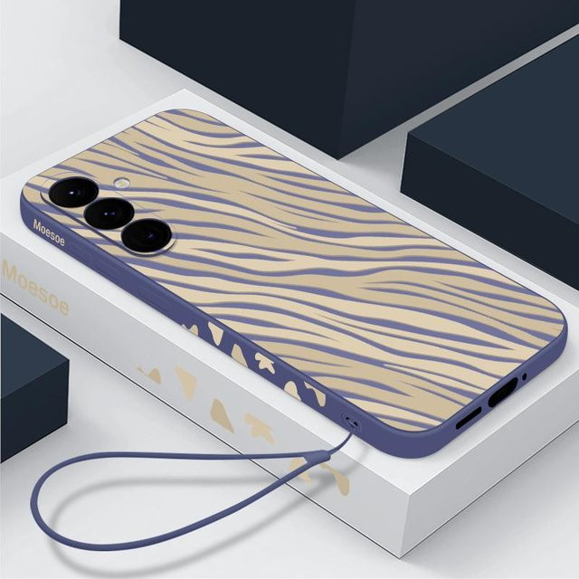 Stoßfeste Samsung Handyhülle mit Zebra-Streifen und Leopard-Print in Hellgelb für verschiedene Samsung Galaxy Modelle wie S24, S23, S22 Ultra und A-Serie - Bild 1