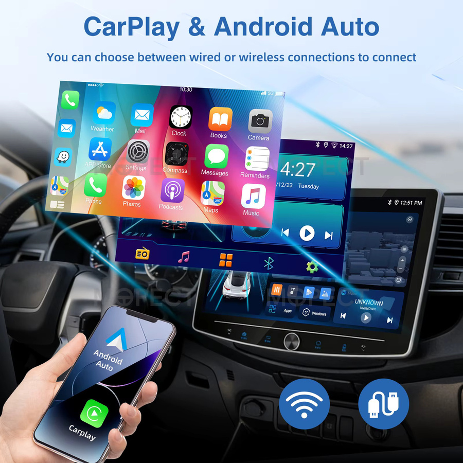 MOPECT Android 15 Autoradio mit 10,1 Zoll drehbarem Touchscreen, 4+64GB, Single-DIN, Carplay, GPS, Bluetooth, DAB & Kamera, Schwarz - Bild 3