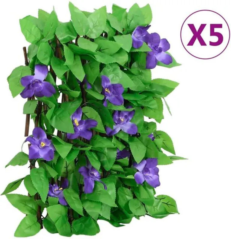 Vidaxl Rankgitter mit künstlichem Efeu, 5er Set, Grün, Erweiterbar, H x B: 180 x 20 cm - Bild 1