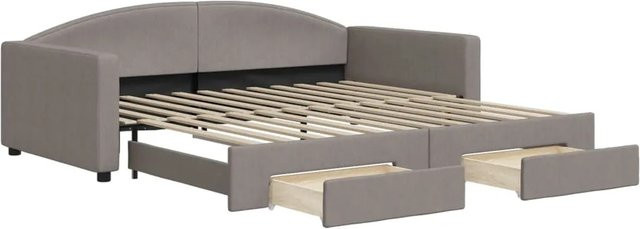 vidaXL Tagesbett ausziehbar mit Schubladen in Taupe, B/T: 100 x 200 cm - Bild 1
