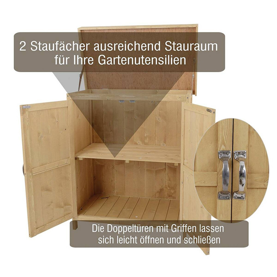 Outsunny Gartenschrank aus Tannenholz und Fichtenholz in Braun, B/T/H: 74 x 43 x 88 cm - Bild 4