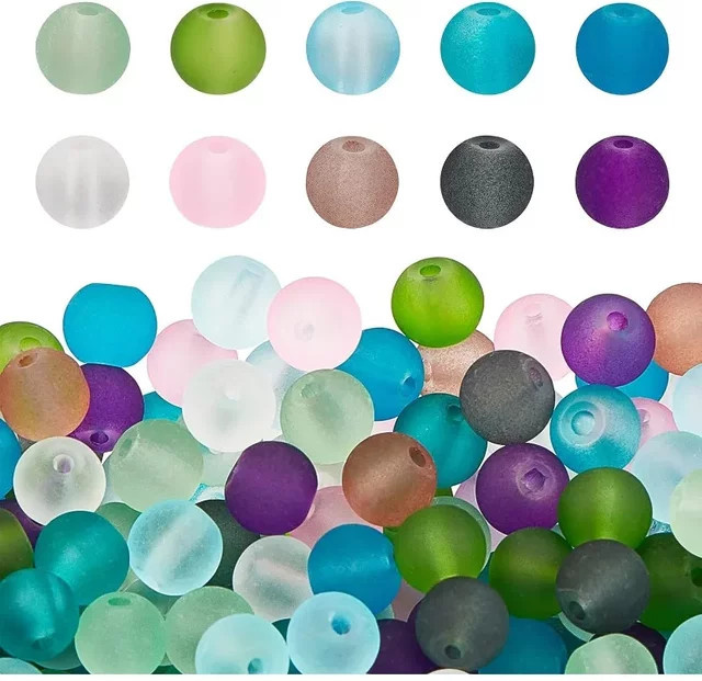 Milchglasperlen, 6 mm, transparent, matt, 550 Stück - Bild 1