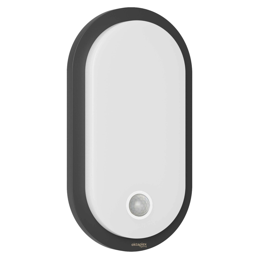 Oktaplex Plato LED Ovallampe mit Bewegungsmelder und Dämmerungssensor, Anthrazit, 1010lm, 3000K Warmweiß, IP65 - Bild 2