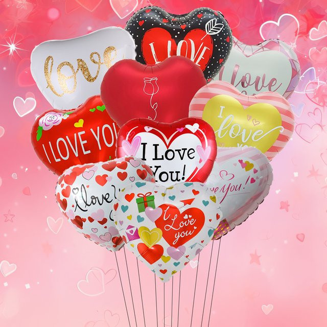 10 Stück rote Herz Folienballons von EACH PARTY mit Aufschrift Ich liebe dich für Hochzeit, Valentinstag und Party, Durchmesser: 18 Zoll - Bild 1