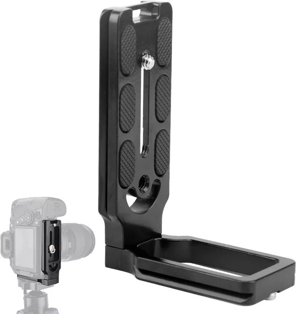 Lousxy Universal Kamera L-Halterung mit Quick Release L-förmiger Platte und 1/4 Zoll Schraube in Schwarz, kompatibel mit Nikon, Canon, Sony und Fuji - Bild 1