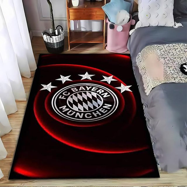 Nimbus Carpet FC Bayern München Logo Teppich mit Sternen in Rot-Schwarz, B: 100 cm, T: 150 cm - Bild 1