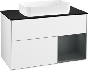 V&B Waschtischunterschrank Finion mit Wandbeleuchtung in Weiß lackiert, Breite: 100 cm, Tiefe: 60,3 cm - Bild 1
