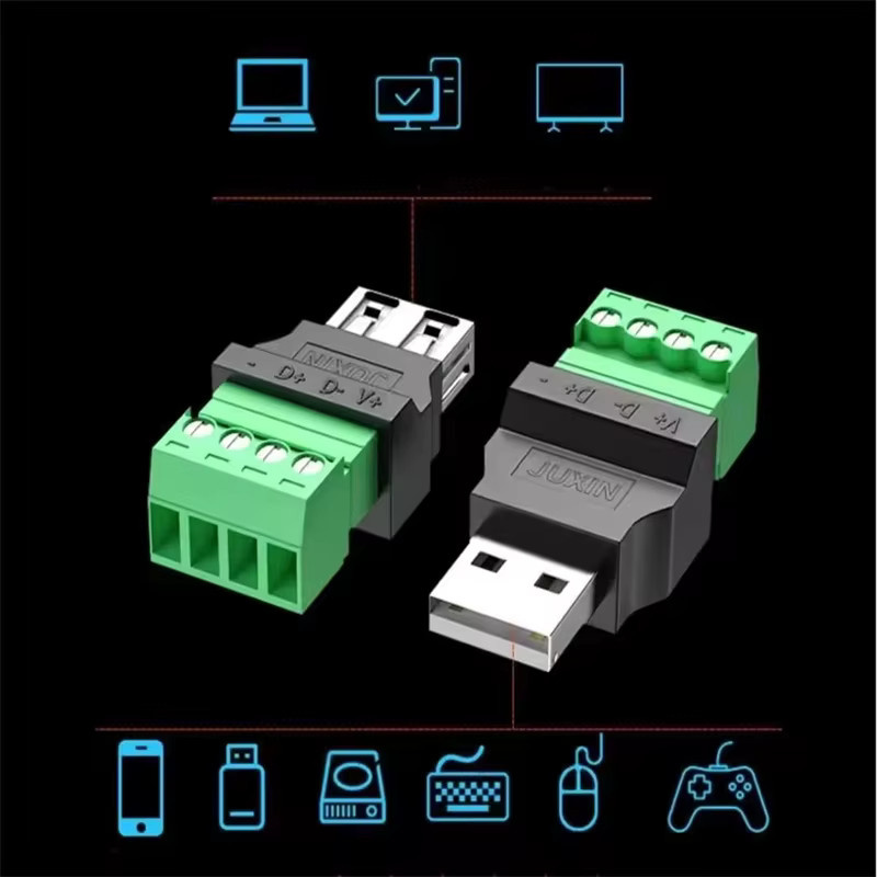 OUIO USB Typ A Adapter Buchse mit 4-Pin Schraubklemmen in Schwarz - Bild 5