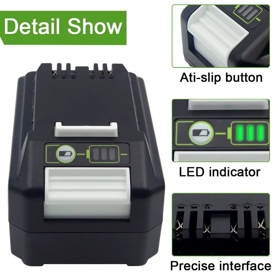 Greenworks G24B2 Lithium-Ionen-Ersatzakku 24V mit 8,0 Ah oder 4,0 Ah in Schwarz für alle Greenworks 24V-Werkzeuge - Bild 2