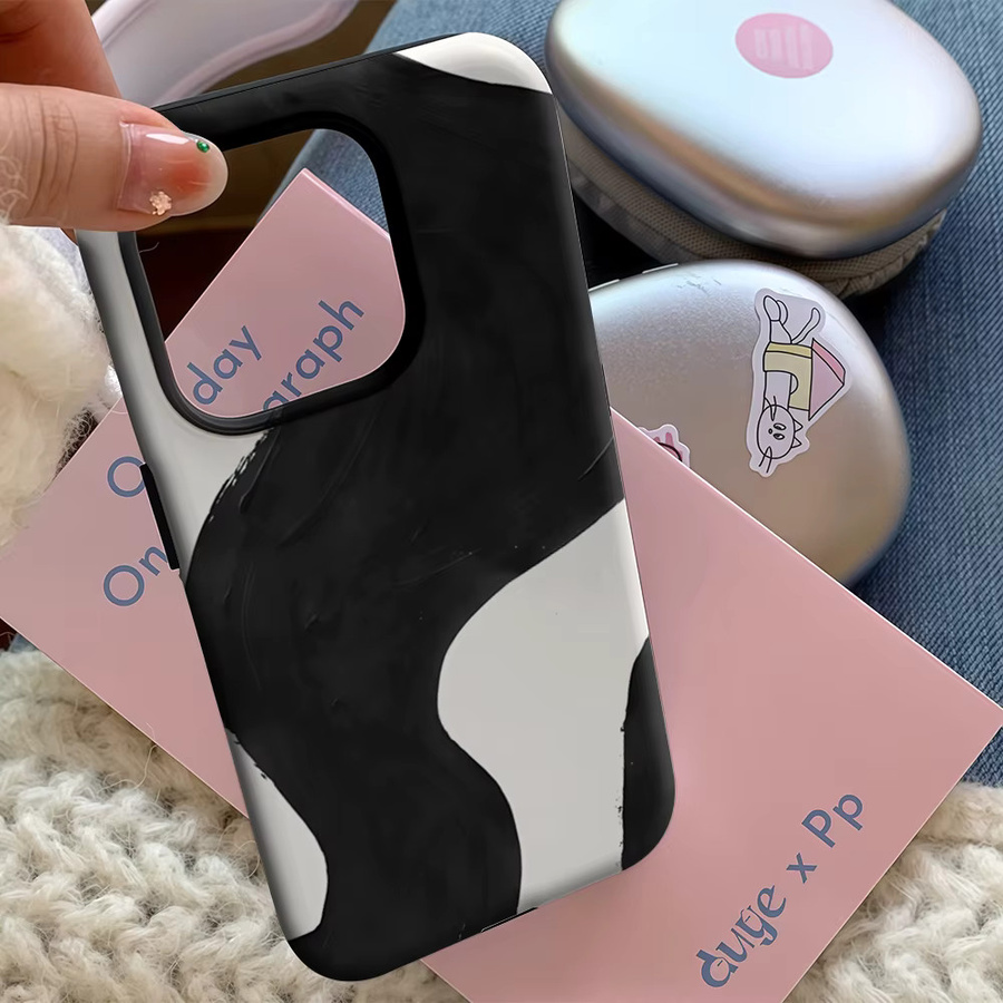 Potdemiel Handyhülle Black Ink Flow für iPhone 17 16 15 14 13 12 11 Pro Max Plus mit doppelschichtiger Rückseite in Schwarz und Multicolour - Bild 5