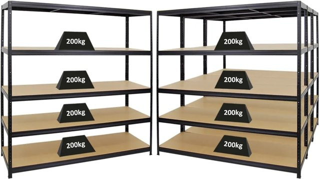 PROREGAL Schwerlastregal Giant Elephant Set aus 4 Regalen, Schwarz, H x B x T: 180 x 180 x 60 cm, Fachlast 200 kg, mit verstellbaren MDF-Holzböden - Bild 1