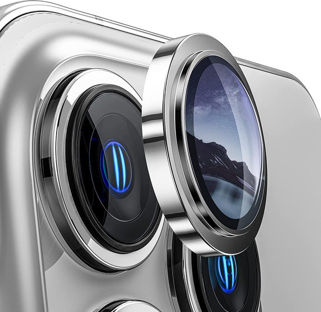 Gtey Kameraobjektivschutz aus gehärtetem Glas für iPhone 15 Pro Max 14 Plus 13 16 17 Pro in Grau und Silber - Bild 1