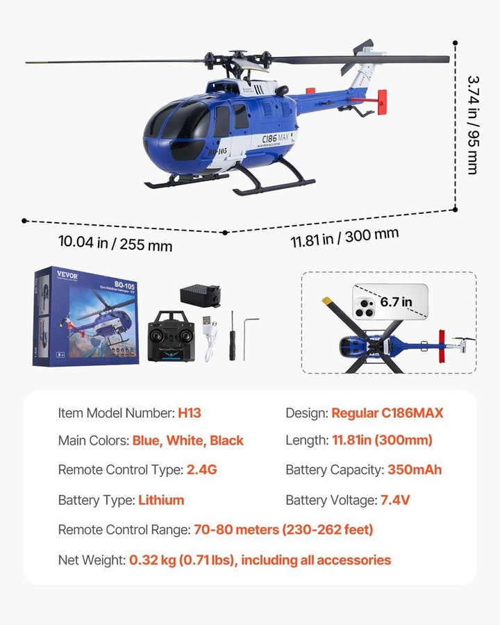Buying Solutions MB RC-Hubschrauber Fernsteuerung mit LED-Licht und 6-Achsen-Gyroskop - Bild 2
