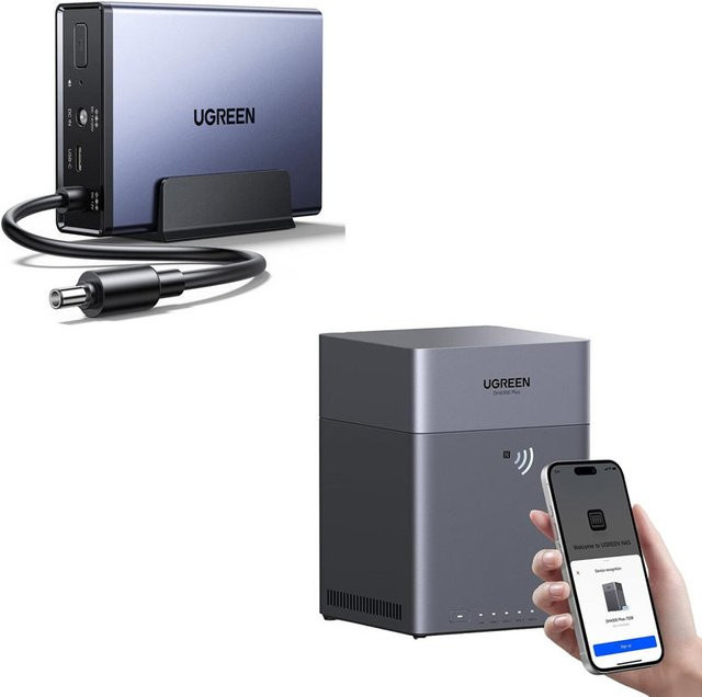 NASync DH4300 Plus 4-Bay NAS Gehäuse inklusive 120W DC 12000mAh unterbrechungsfreier Stromversorgung - Bild 1