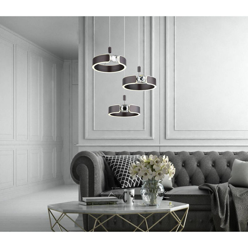 Globo Lighting LED-Hängeleuchte aus Metall in Bronze gebürstet mit Glaskristallen und Acryl, Warmweiß, H: 1250 mm, B/D: 440 mm - Bild 2