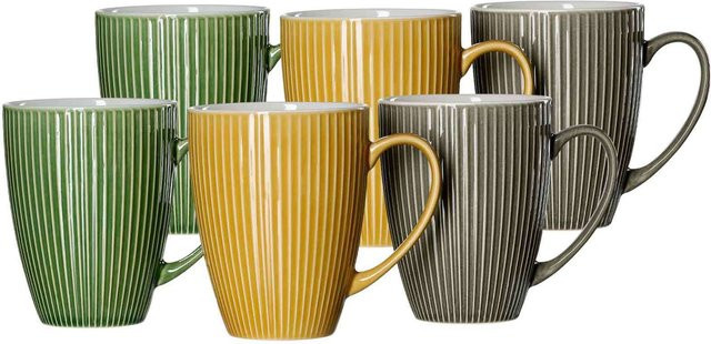 Ritzenhoff & Breker Henkelbecher Umea Keramik gestreift Multicolour 6er Set 450 ml - Bild 1