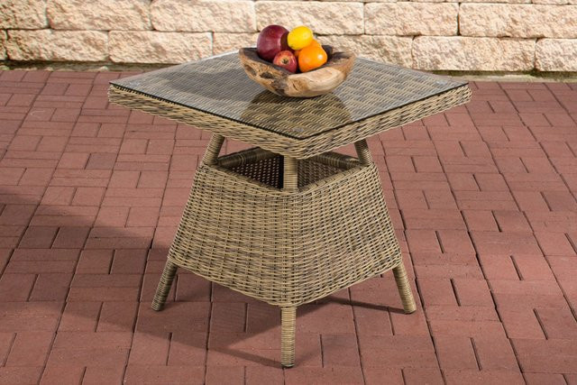 TPFGarden Gartentisch Lucea aus Polyrattan in Braun mit Glasplatte und UV-Beständigkeit - Bild 1