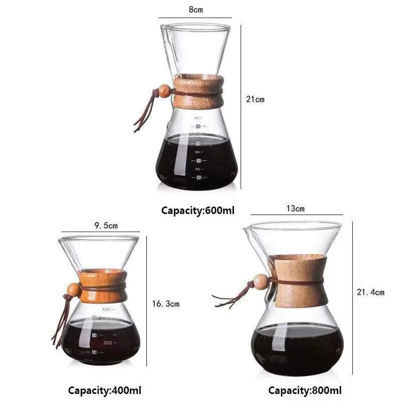 JUNBOPRO Handglas-Kaffeekessel mit Edelstahlfilter für Tropfbrauen, transparent, Höhe: 21,0 cm, Breite: 8,0 cm - Bild 6