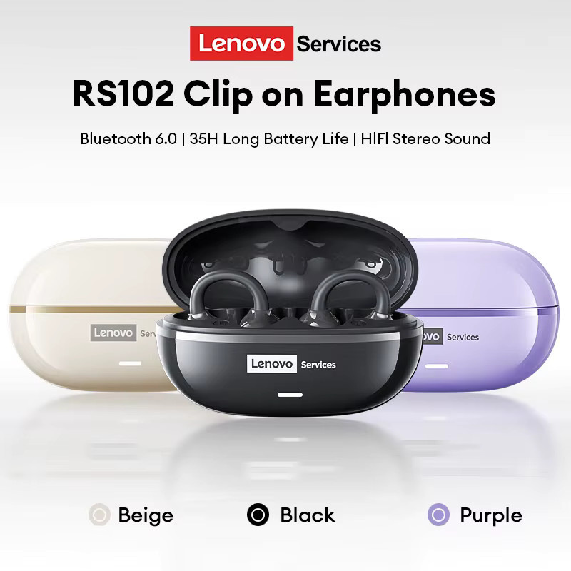 Lenovo RS102 Open-Ear-Kopfhörer, kabellose Clip-On-OWS-Sportkopfhörer mit Bluetooth, Touch-Steuerung und Mikrofon, Schwarz - Bild 2
