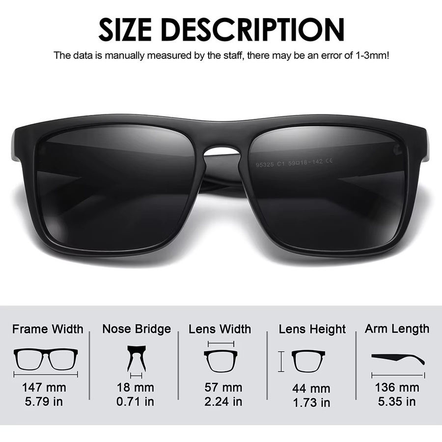 CRIXALIS Sonnenbrille, quadratisch, Vollrand, Schwarz, Herren, polarisiert - Bild 1