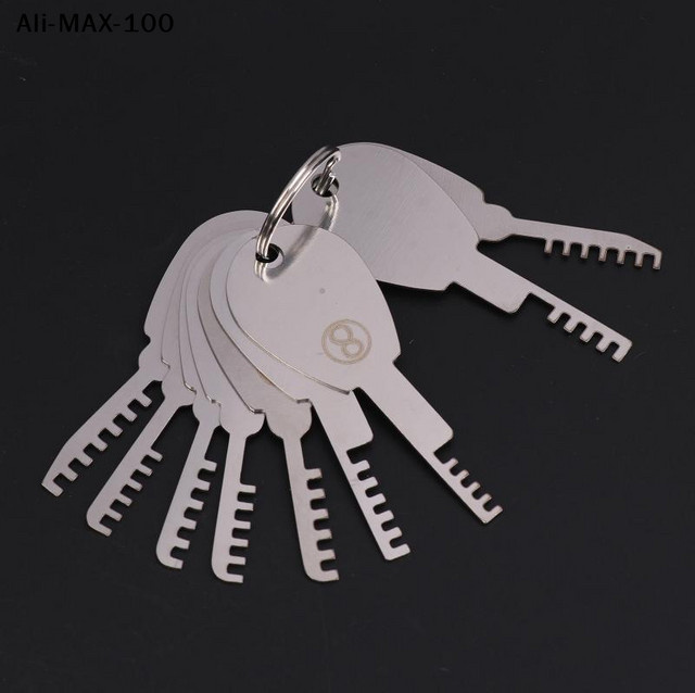 HUK Tools 9in1 Edelstahl-Kammschlüssel Reparaturwerkzeug Set in Silber - Bild 1