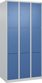 C+P Schließfachschrank Classic PLUS mit 3 Abteilen in Lichtgrau und Fernblau, B/T/H: 90 x 50 x 185 cm - Bild 1