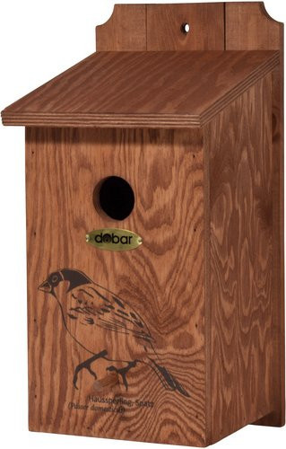 Nistkasten DOBAR aus Holz mit Siebdruckmotiv Haussperling in Braun, B/H/T: 18 x 35 x 17 cm - Bild 2