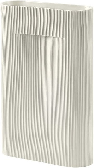 Muuto Ridge Vase aus Keramik in Weiß mit Streifenmuster im minimalistischen Design - Bild 1
