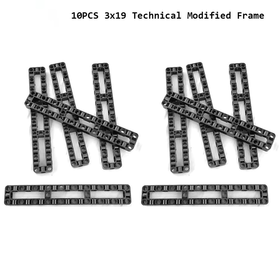 10 Stück Stemedu MOC-Bausteine technische Rahmen 3 x 19 in Schwarz aus Kunststoff - Bild 2
