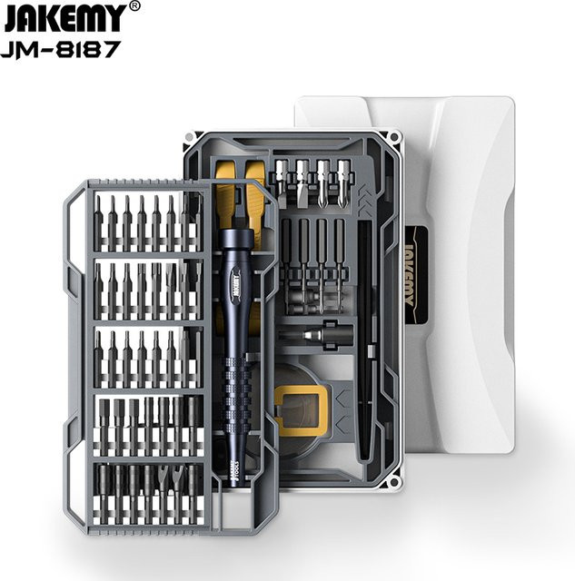 JAKEMY JM-8187 Präzisions-Magnetschraubendreher-Set mit Aluminiumlegierung-Griff und CR-V-Bits für Mobiltelefone, Tablets und Brillen - Bild 1