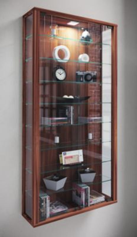 VCM Wandvitrine Vitrosa Maxi in Nussbaum mit ESG-Sicherheitsglas und Glastüren, B/T/H: 59 x 18 x 113 cm - Bild 7