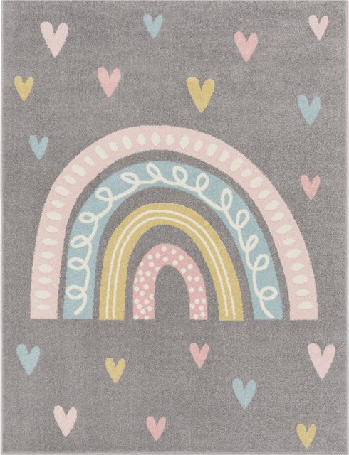 Kinderteppich Ninique Grau mit Wellenmuster, B/T: 80 x 150 cm - Bild 1