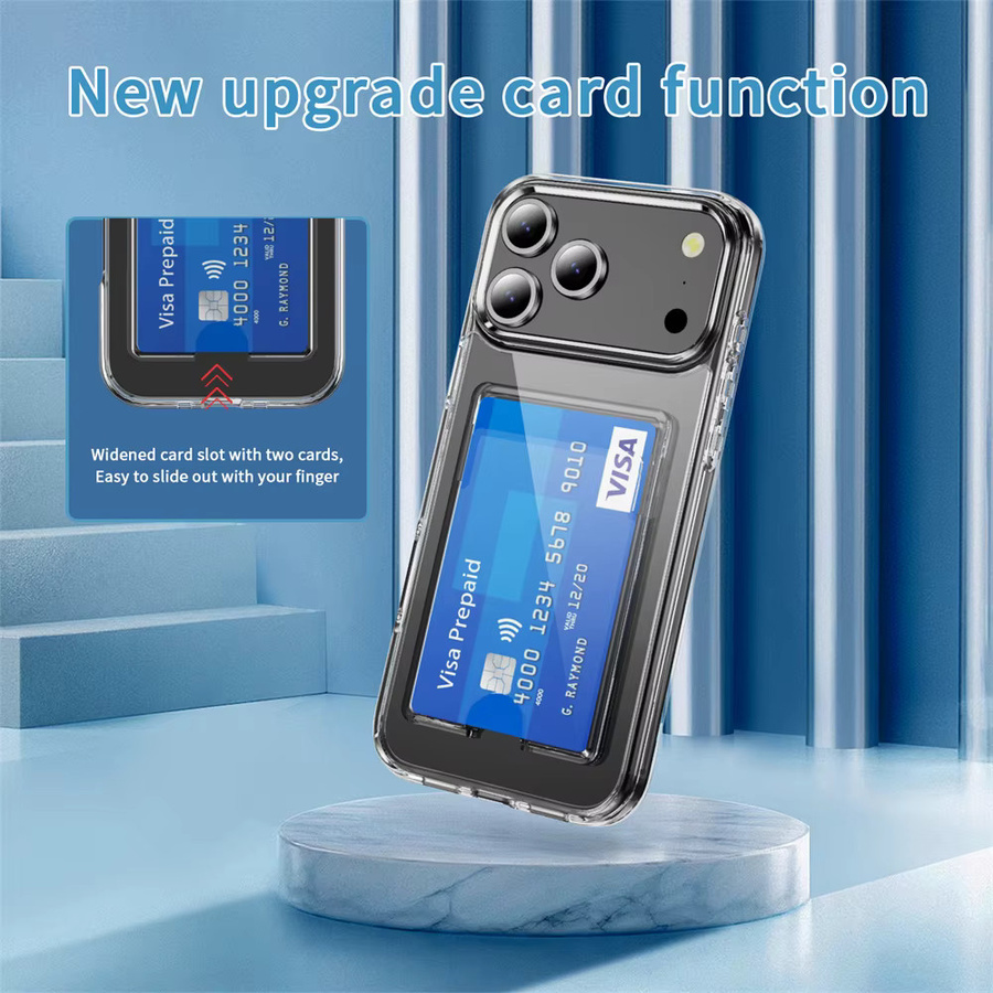 szHAIyu Transparente Handyhülle aus Acryl mit Kartensteckplatz und Geldbörse für iPhone 17 Air 16E 15 14 Plus 13 12 11 Pro Max XS - Bild 4
