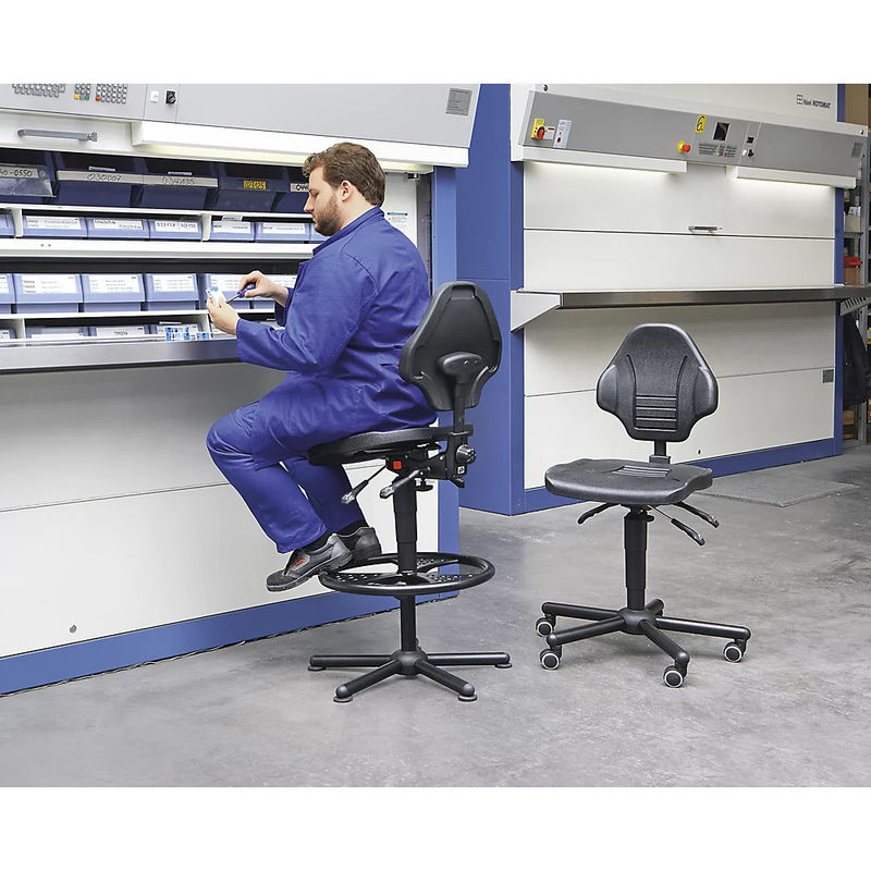 MeyChair Workster Pro W13 Arbeitsdrehstuhl in Schwarz mit PU-Schaum und Gleitern für Home Office und Profis, Belastbarkeit bis 250 kg - Bild 2