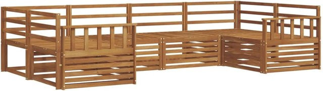vidaXL Sofagarnitur aus Massivholz Akazie in Natur Braun, 6-teiliges L-Shape Sofa mit modernem Latten-Design - Bild 1