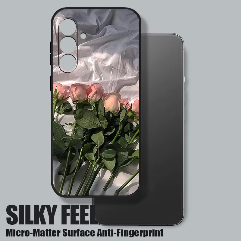 Handyhülle mit Rosa Rose Blume Design für Samsung Galaxy S25 S24 S23 S22 Ultra Plus FE A56 A17 A16 A36 A55 A54 A15 5G Soft Cover in Pink und Schwarz - Bild 6