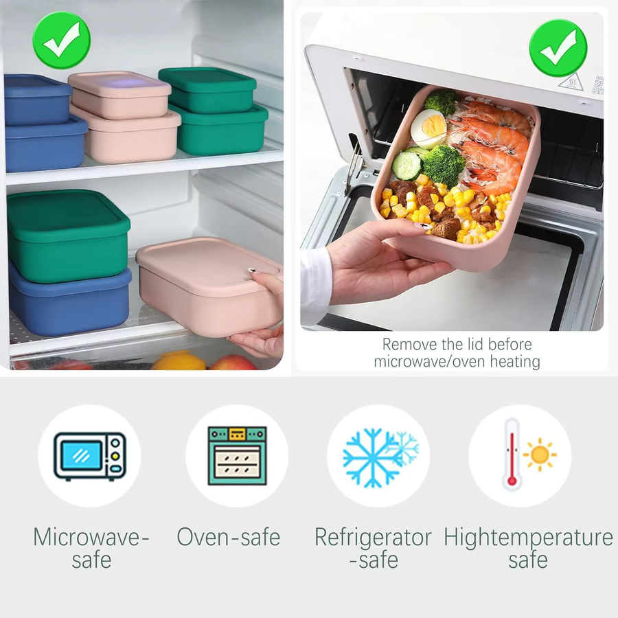 FAIS DU Silikon-Lebensmittelaufbewahrungsbehälter mit Deckel, auslaufsichere Bento-Box für Camping und Lunchbox, Farbe: Pink - Bild 2