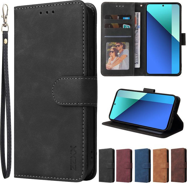 Magnetische Lederhülle für Xiaomi 17T und 17T Pro mit Brieftaschenfunktion, Kartensteckplätzen und Ständer in Schwarz oder Blau - Bild 1