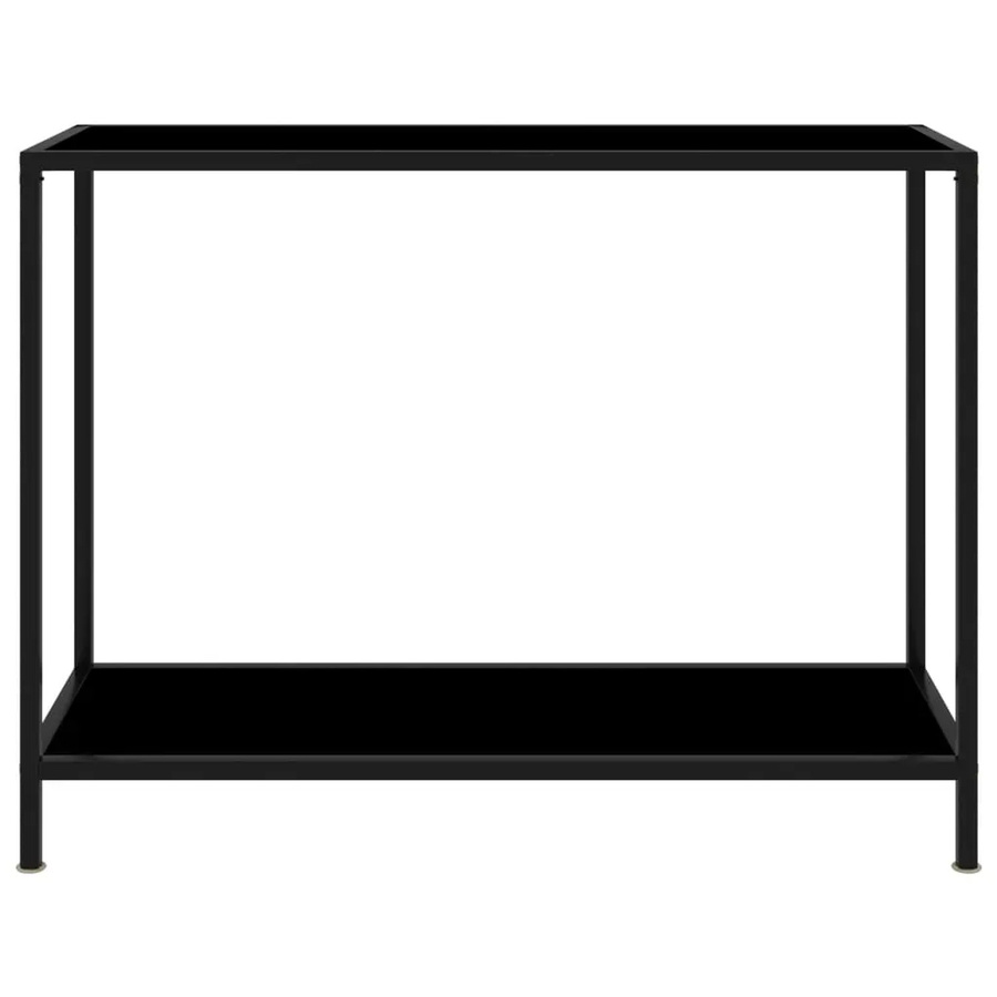 vidaXL Konsolentisch aus Hartglas und pulverbeschichtetem Stahl in Schwarz, B/T/H: 100 x 35 x 75 cm - Bild 2