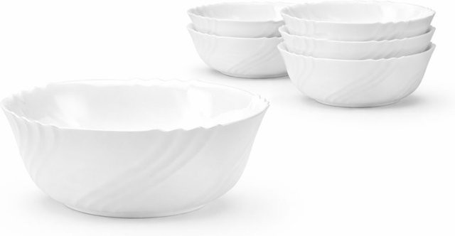 Bormioli Rocco Ebro Salatschale aus Opal-Hartglas in Weiß, rund, 6er Pack, Durchmesser: 23 cm, Volumen: 2500 ml - Bild 2